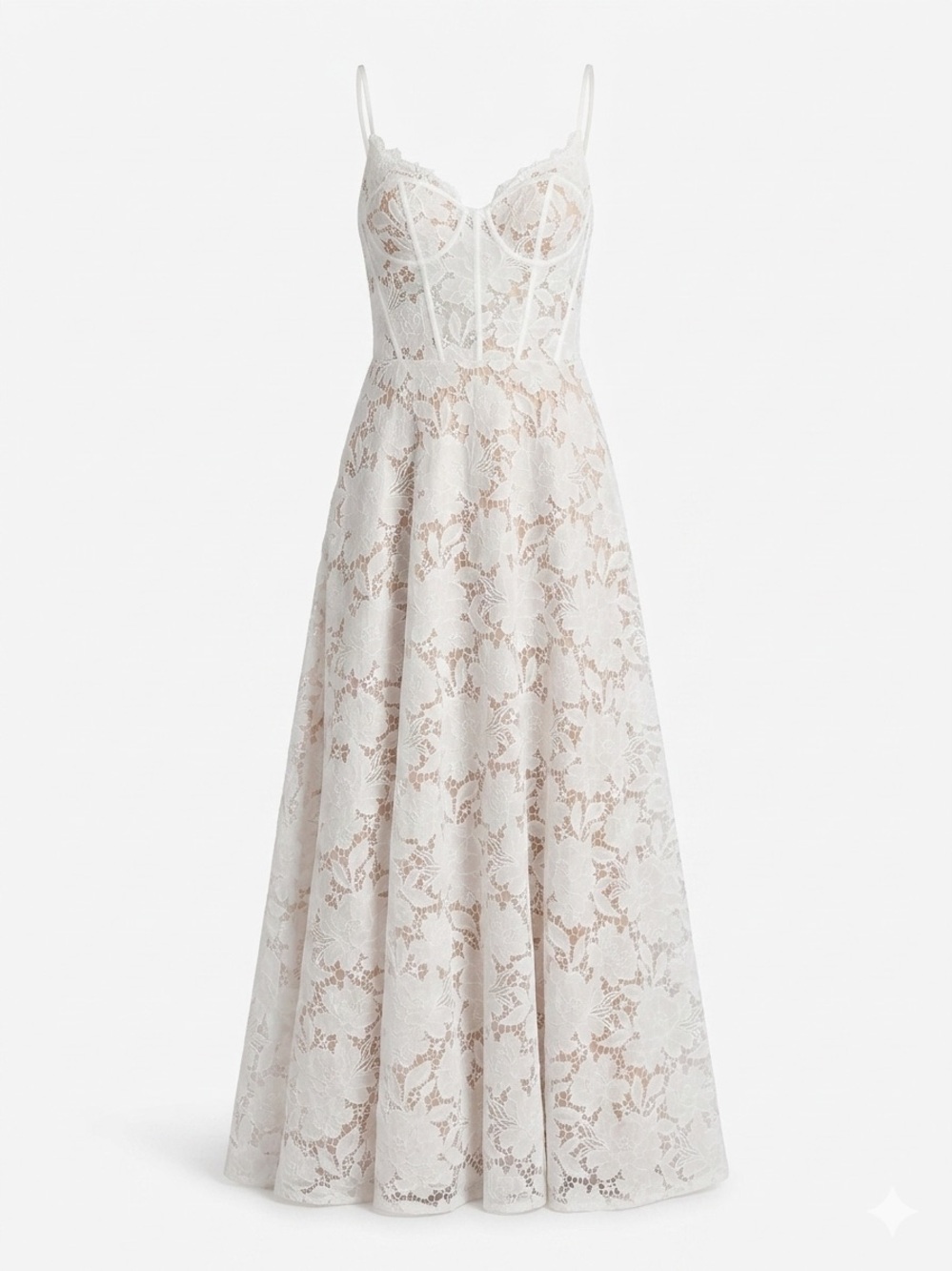 Ivory Lace A-Line Wedding Gown with Corset Bodice